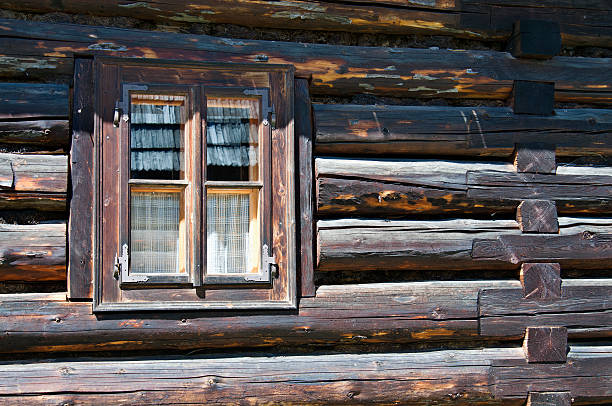 istock Old wooden blockhouse window 539945002