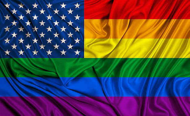 istock Rainbow USA  flag - LGBT -- silk texture 539946342