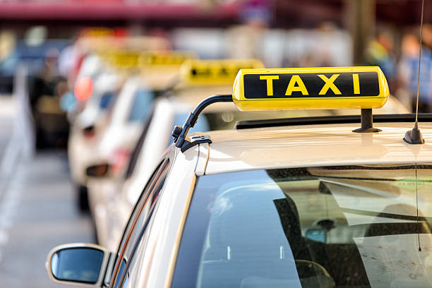 Taxi Taxi waiting at a taxi stand armed forces rank photos stock pictures, royalty-free photos & images