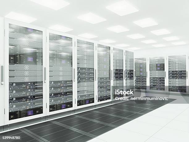 3d Server Room Stock Photo - Download Image Now - Server Room, Network Server, No People