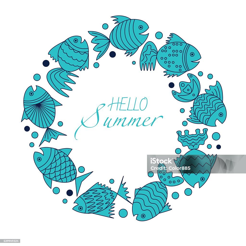 Text Box Fish Vector Frame For Text With Fish Stock Illustration - Download Image Now ...