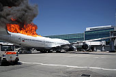 Airliner at gate engulfed in fake flames