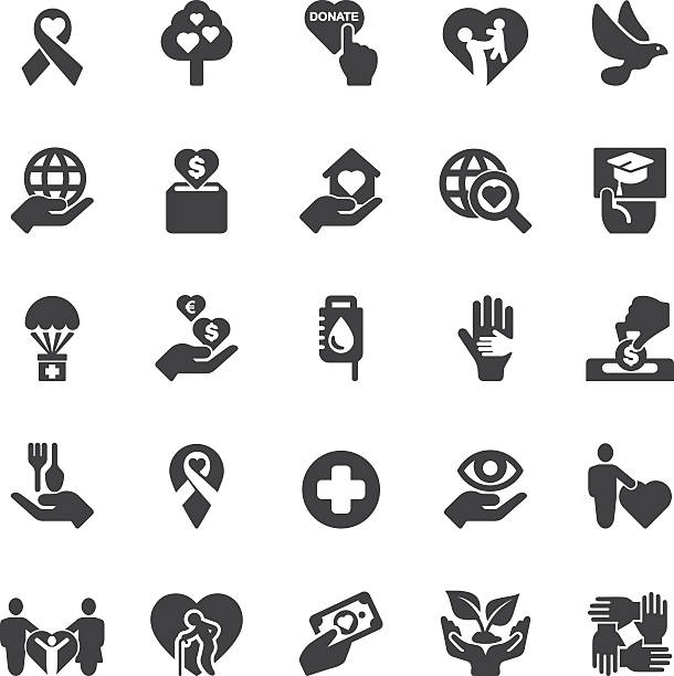 ilustrações, clipart, desenhos animados e ícones de doações de caridade e silhueta icons/eps10 - consoling human hand human heart care