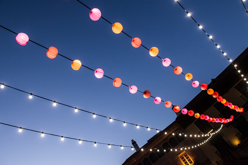 Tradional paper lamps and lights from an spanish fair