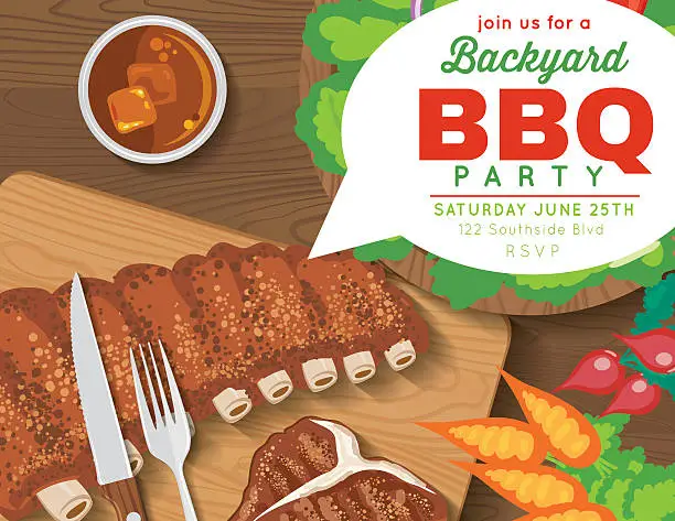 Vector illustration of Backyard BBQ Party Invitation Template