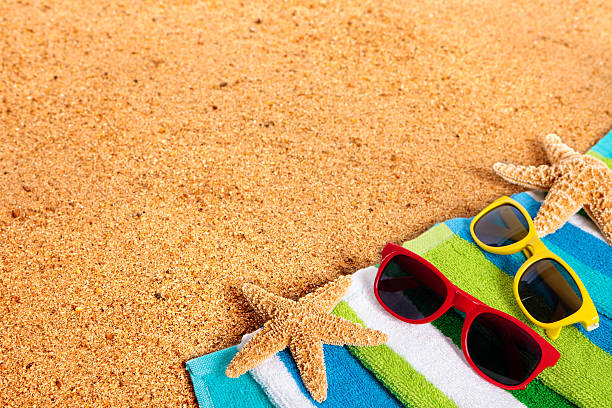 istock Caribbean summer beach background, sunglasses 539953590