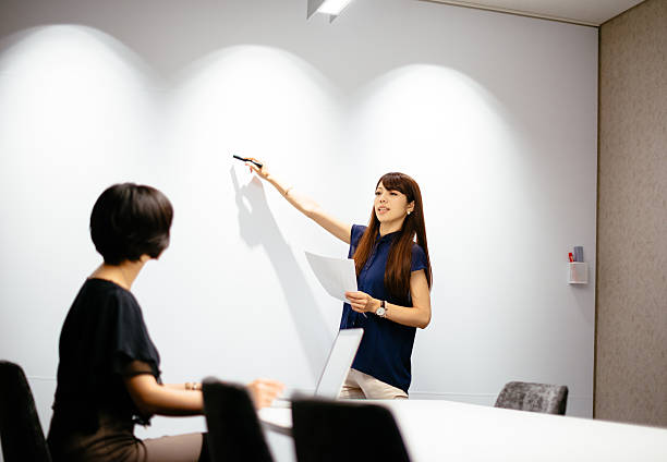 istock Japanese businesswomen explains business plan on workshop 539954808