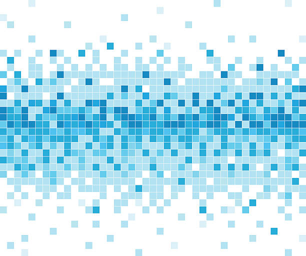 추상적임 파란색 체크 패턴 배경기술 기술 - 정사각형 구성 stock illustrations