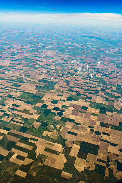 istock Aerial view to patchwork's fields in middle Kansas, USA 539959528