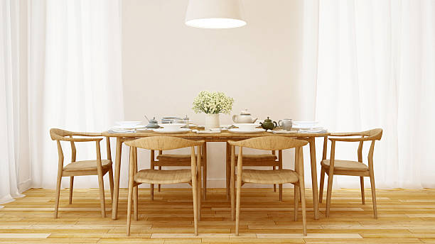 istock Dining room wooden style and clean design  - 3D Rendering 539960522