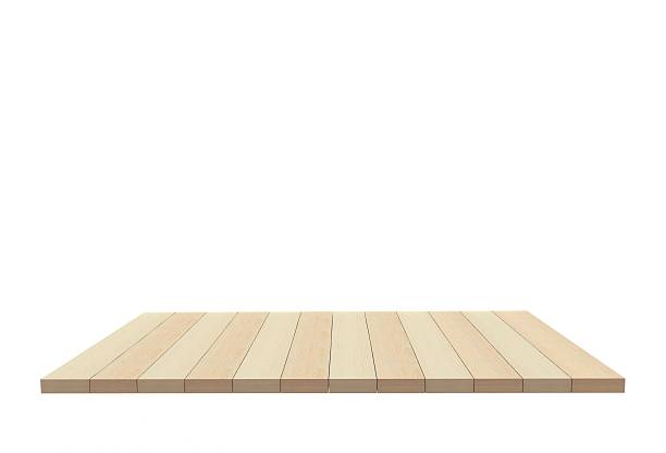空のトップの木製テーブル、またはカウンター絶縁 - table counter top wood isolated ストックフォトと画像
