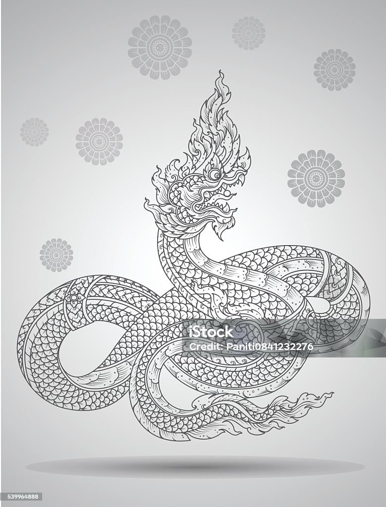 Vua Rắn Phác Thảo Truyền Thống Thái Lan Thiết Kế Vector Minh Họa ...