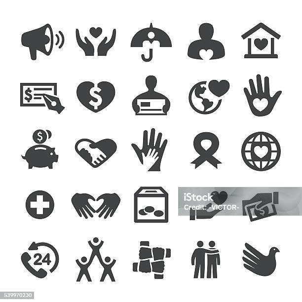 Charity And Relief Icons Smart Series Stock Illustration - Download Image Now - Charity and Relief Work, Child, Charity Benefit