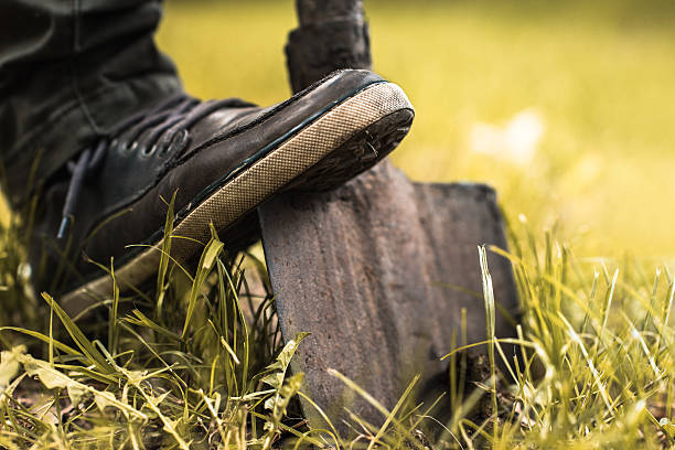 istock Close up of unrecognizable person digging with shovel. 539970748