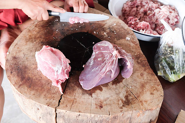 istock Fresh raw meat on wooden board 539971132