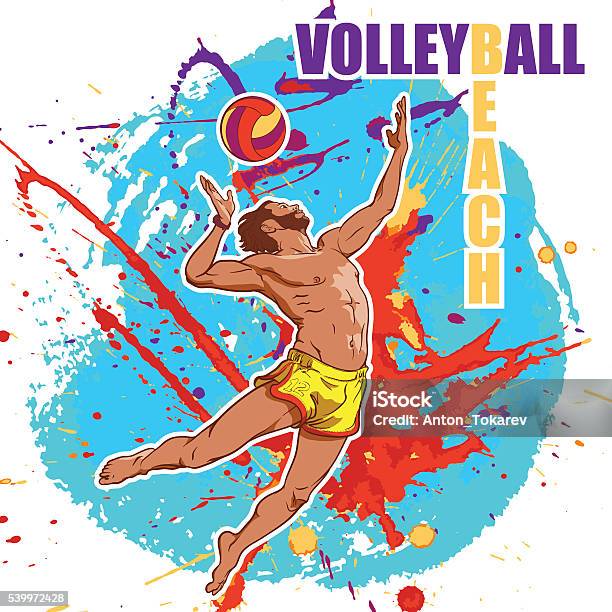 Volleyball Player Grunge Spot Background Stock Illustration - Download Image Now - Beach Volleyball, Vector, Abstract