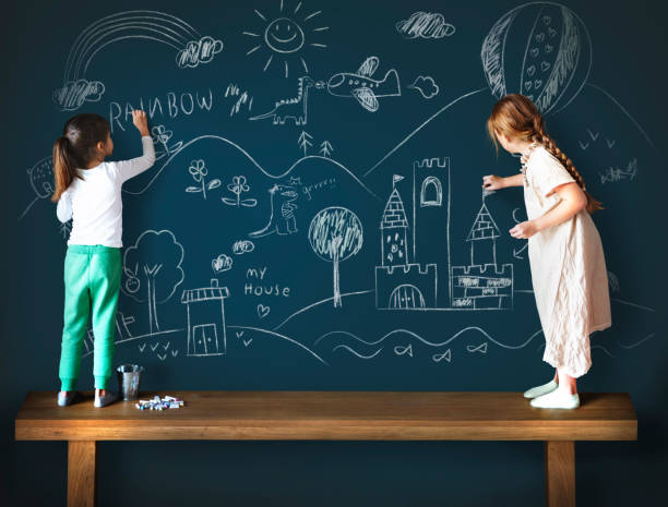 istock Creative Drawing Imagination Girl Blackboard Concept 539972756