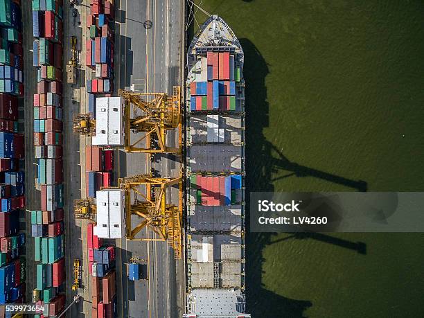 Aerial View Above The Dockyard Stock Photo - Download Image Now - Above, Aerial View, Commercial Dock