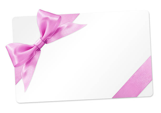 istock gift card with pink ribbon bow Isolated on white background 539979008