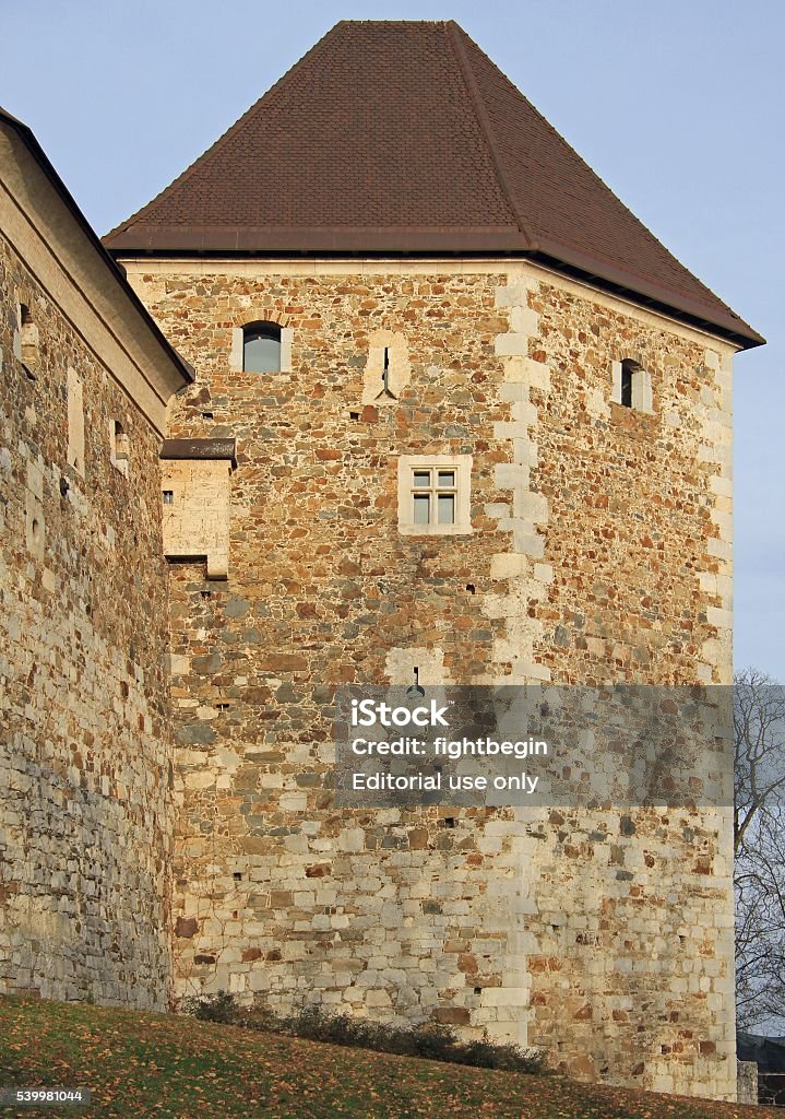 Lijubljana Castle in the capital of Slovenia Ljubljana, Slovenia - November 17, 2015: Lijubljana Castle in the capital of Slovenia, autumn Ancient Stock Photo