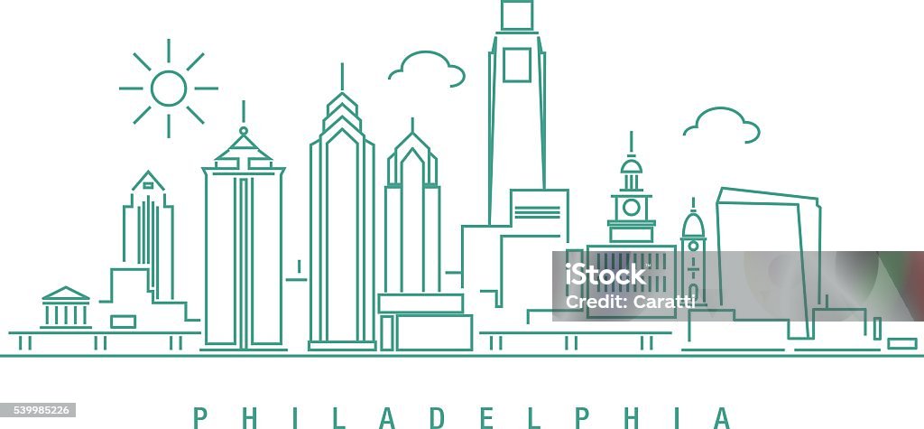 Philadelphia Graphics Philadelphia Skyline Stock Illustration - Download Image Now ...