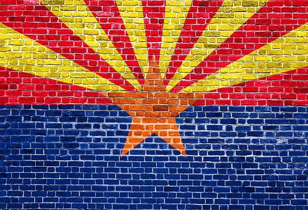 istock Arizona US flag painted on old vintage brick wall 539989722