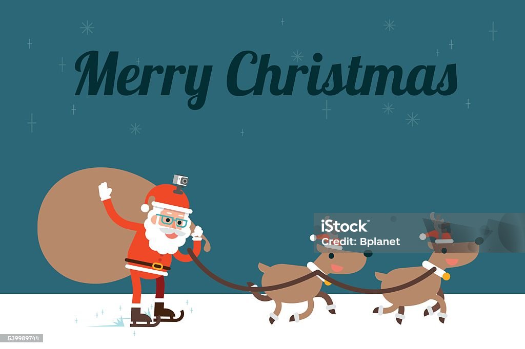 Christmas Background flat design. Santa in Christmas night Background flat design. Arts Culture and Entertainment stock vector