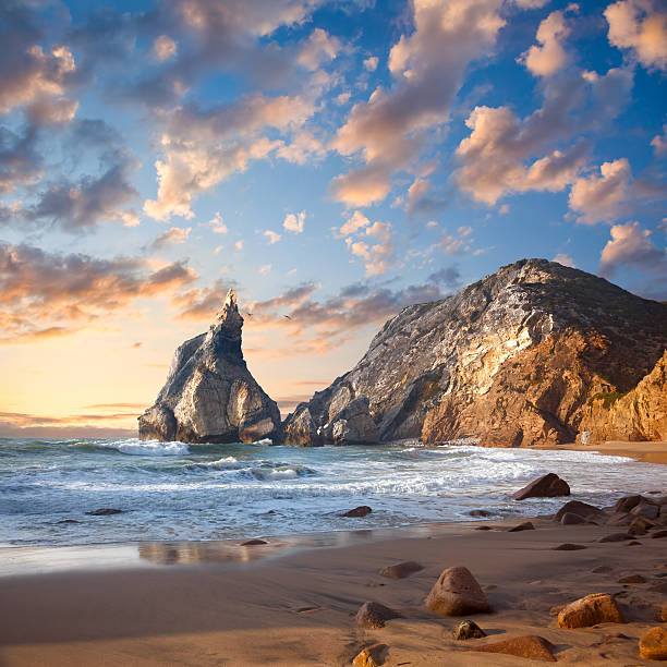 istock Fantastic big rocks and stones on the ocean beach 539989866