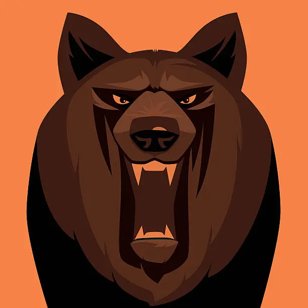 Vector illustration of angry wolf