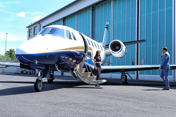 istock Passenger going towards the business jet 539990824