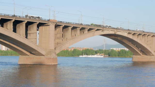 bridge through the river Yenisei