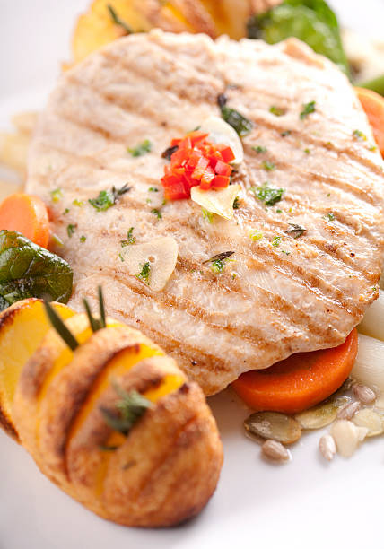 istock Chicken chop with roasted potatoes and asparagus 540088988