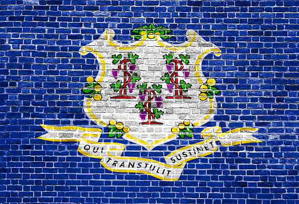 istock Connecticut US flag painted on old vintage brick wall 540091798