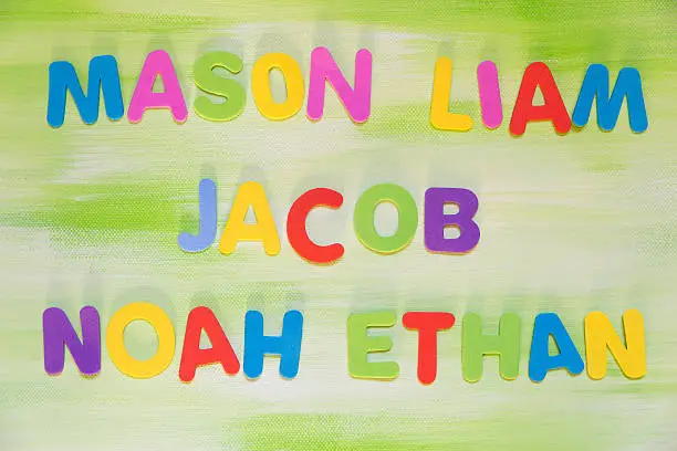 Photo of colorful letters, favorite boyÂ´s names