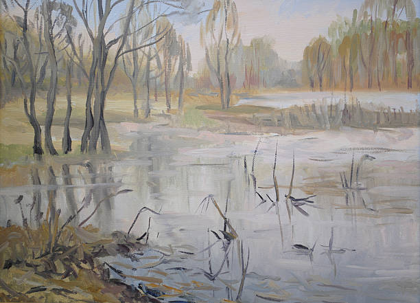 istock Oil painting.Landscape. The spring flood 540094358