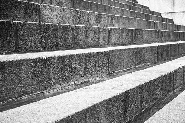 istock Old stairway made of granite stone 540096898