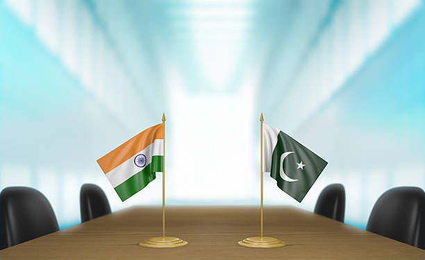 인도, 파키스탄 관계 및 무역하다 특가상품 대담, 3d 렌더링 - 파키스탄 일러스트 뉴스 사진 이미지