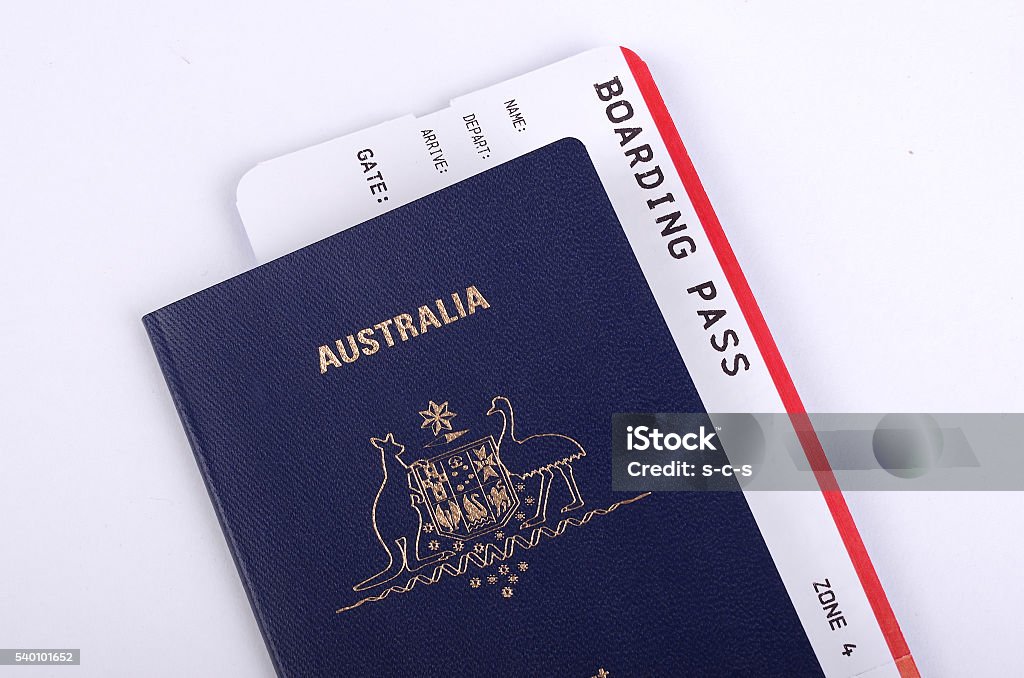 Australian Passport mit internationalen Bordkarte - Lizenzfrei Reisepass Stock-Foto
