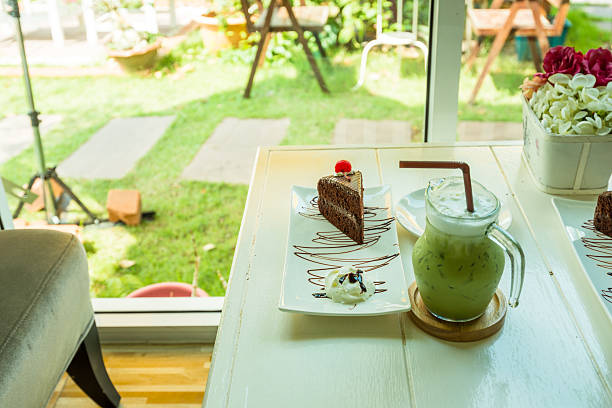 Piece of chocolate cake with cherry