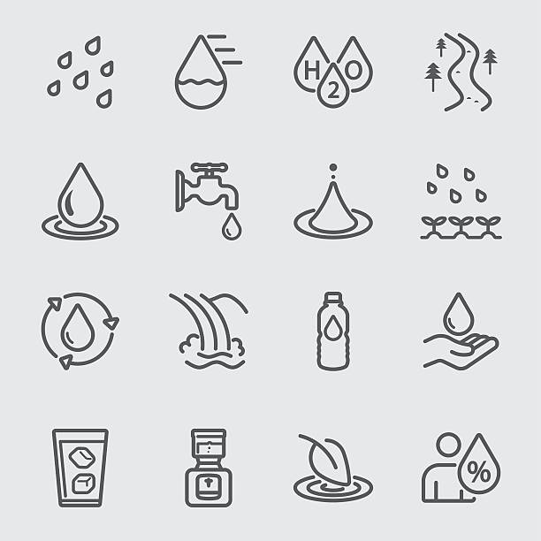 Water line icon Water for life line icon ice drawings stock illustrations
