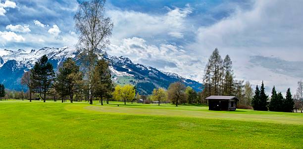 istock Panorama of golf resort with cottage 540104040