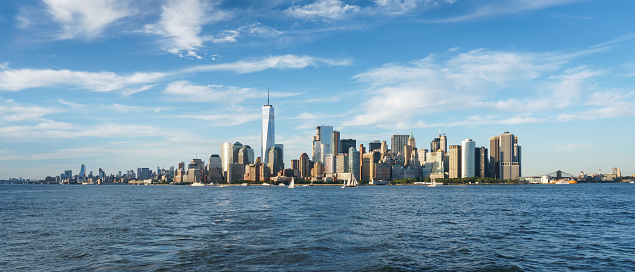 New York City (NYC) Manhattan Skyline over the sea, NY, USA