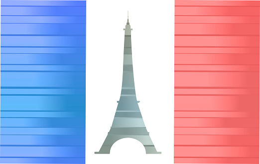French Flag background with Eiffel Tower