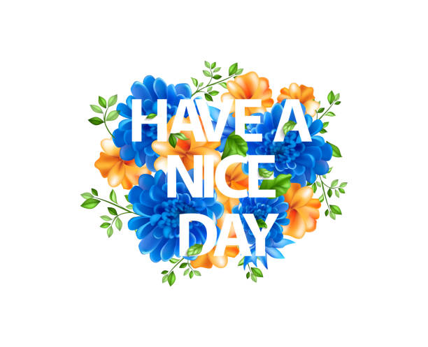 иллюстрация с цветами иметь хороший day» - plan flower arrangement single flower blue stock illustrations