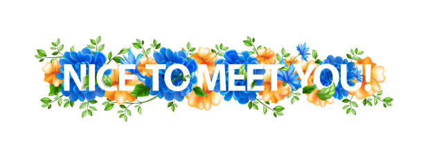 иллюстрация с цветами» рад познакомиться - plan flower arrangement single flower blue stock illustrations