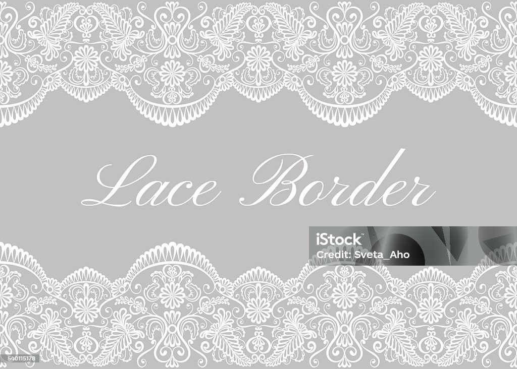 White lace borders White lace borders on gray background. Template for wedding or greeting card Lace - Textile stock vector