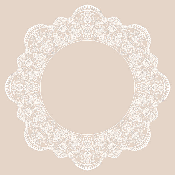 круглые кружева рамка - doily lace circle floral pattern stock illustrations