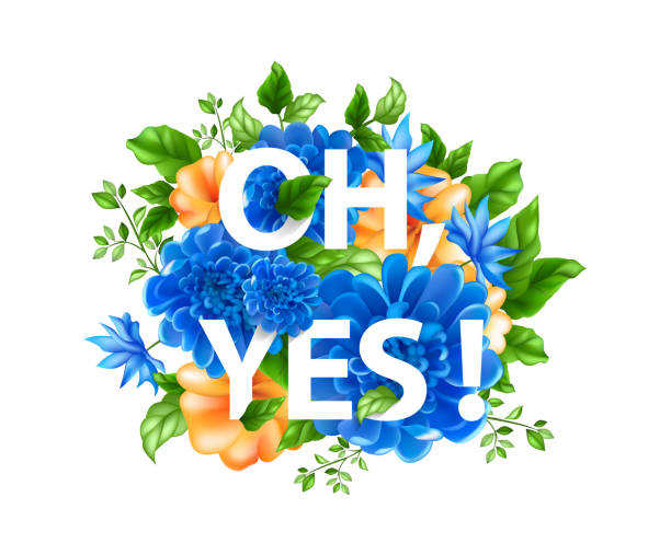 ilustraciones, imágenes clip art, dibujos animados e iconos de stock de ilustración de flores con letras ohio sí - plan flower arrangement single flower blue
