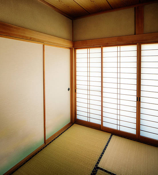 istock Japanese tatami room corner back lit 540117826