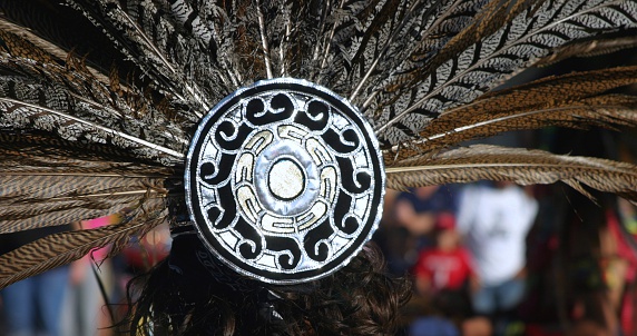 Feather headdress of an Inca woman at a festival